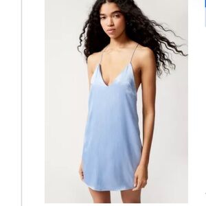 UO Kayjay Satin Strappy-Back Mini Dress